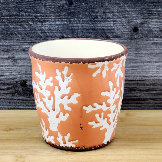 Coral Crackle Planter Ceramic Utensil Organizer Herb Succulent Pot Blue Sky 5in