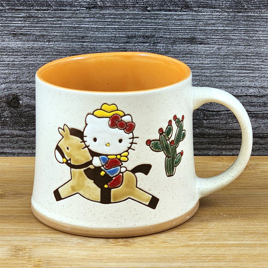 Hello Kitty Coffee Mug Western Cowgirl Horse Cactus Cup Blue Sky Ceramic Orange
