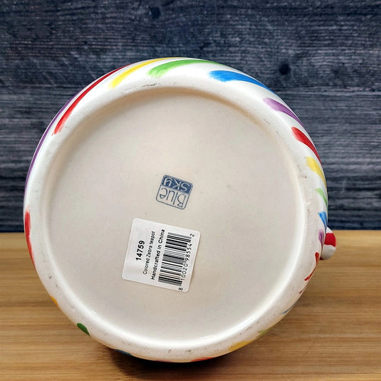 Zebra Teapot Rainbow Colored Safari Animal Ceramics Tea Pot Blue Sky