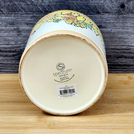 Brandywine Sunflower Canister & Bamboo Lid Embossed 5" Ceramic Jar Blue Sky