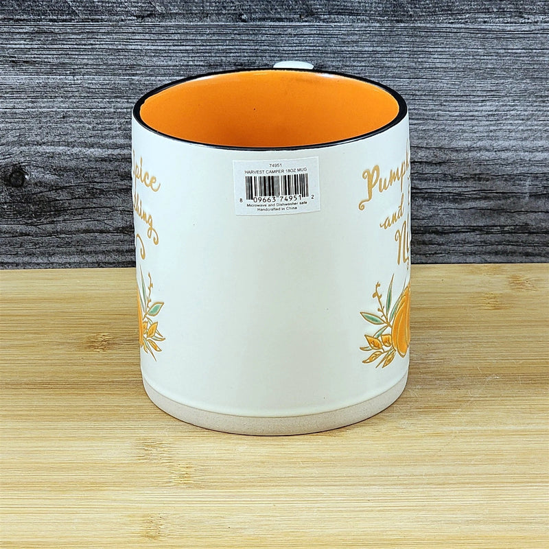 Load image into Gallery viewer, Pumpkin Spice Harvest Autumn Coffee Mug Orange Embossed Tea Cup 18oz by Blue Sky
