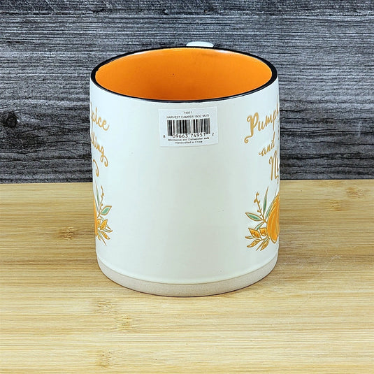 Pumpkin Spice Harvest Autumn Coffee Mug Orange Embossed Tea Cup 18oz by Blue Sky