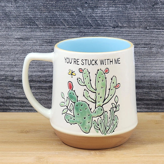 Cactus Saying Coffee Mug Cup "Your Stuck With Me" Embossed by Blue Sky Ceramic