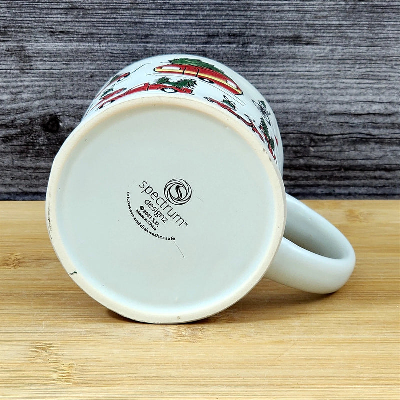 Load image into Gallery viewer, Holiday Coffee Mug with Lid Embossed Christmas Cup Ceramic Red by Blue Sky 17oz
