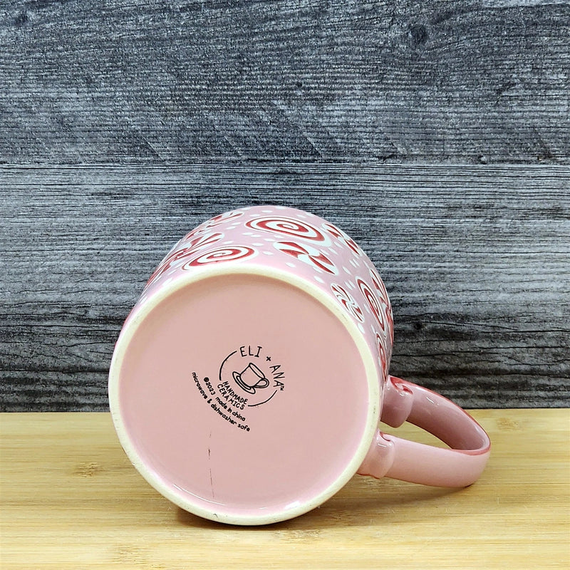 Load image into Gallery viewer, Pink Peppermint Candy Christmas Holiday Coffee Mug Ceramic Cup Red 21oz Blue Sky
