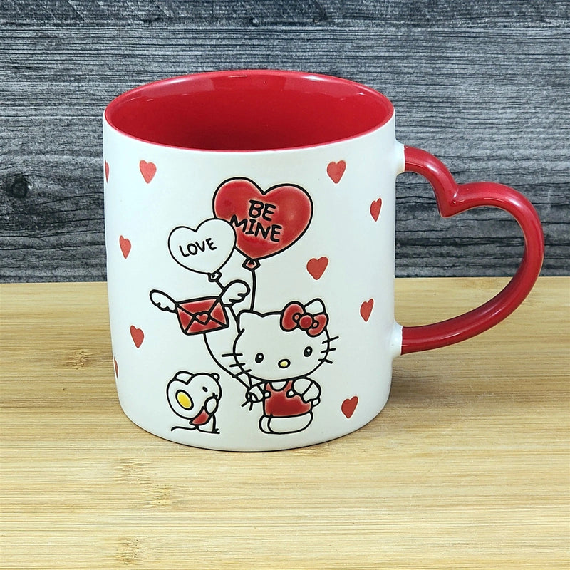 Load image into Gallery viewer, Hello Kitty and Friends Love Coffee Mug Embossed Blue Sky Ceramic Red Heart Cup
