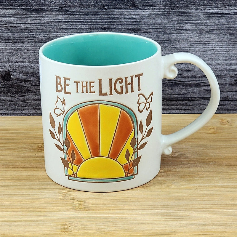 Load image into Gallery viewer, Religious Coffee Mug Be The Light Tea Cup Ceramic Blue Sky 21oz Floral Butterfly
