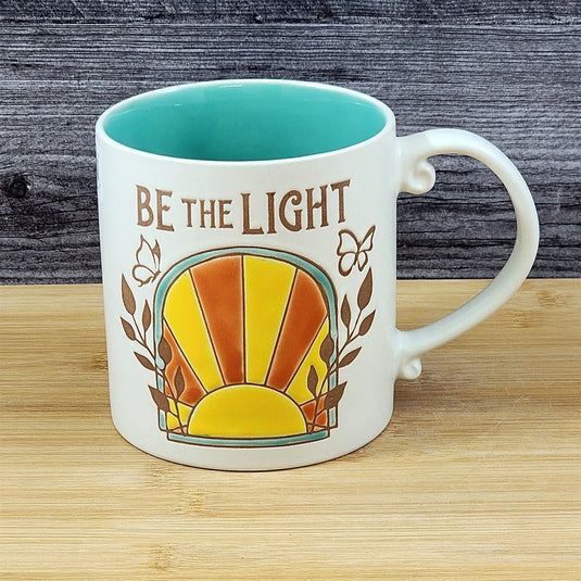 Religious Coffee Mug Be The Light Tea Cup Ceramic Blue Sky 21oz Floral Butterfly