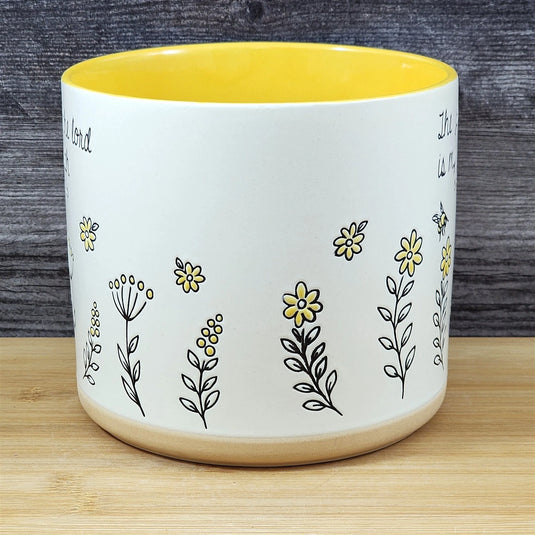 Wildflower Religious Saying Planter Utensil Holder Plant Ceramic Blue Sky 6.5in