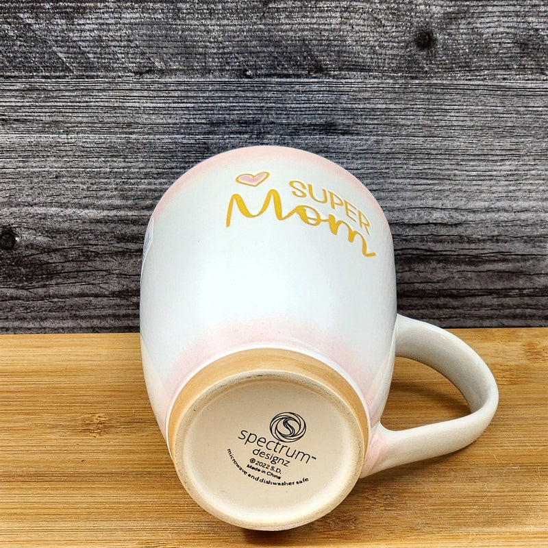 Load image into Gallery viewer, Super Mom Coffee Mug Ceramic Embossed White Pink Tea Cup Tall by Blue Sky 16oz
