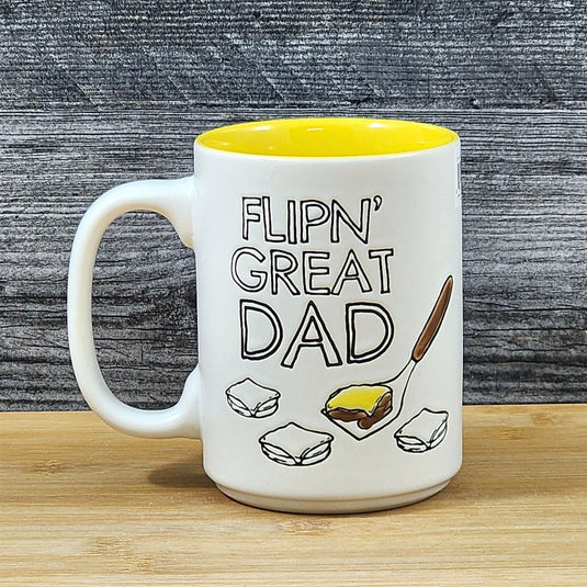 Dad Coffee Mug Inspirational Saying Father Embossed Ceramic Cup Blue Sky 18oz
