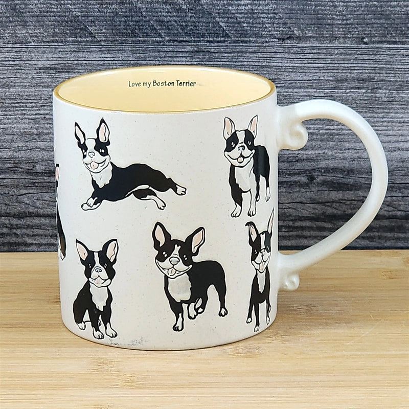 Load image into Gallery viewer, Coffee Mug Boston Terrier Boxwood Bull Dog Breed Ceramic Tea Cup Blue Sky 21oz
