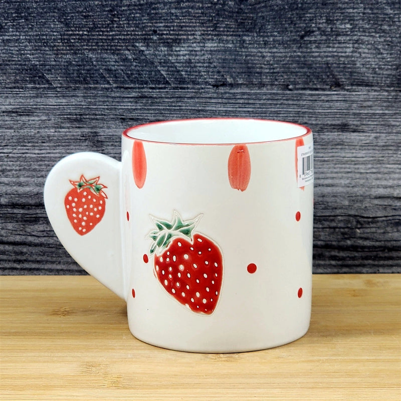 Load image into Gallery viewer, Strawberry Bliss Coffee Mug Ceramic Tea Cup Embossed Botanical 18oz by Blue Sky
