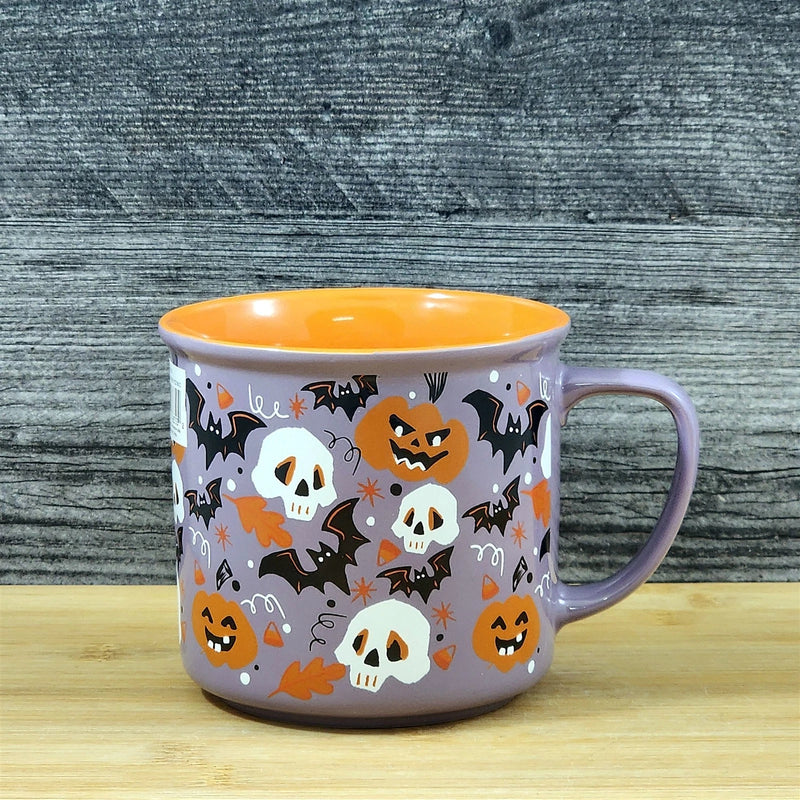 Load image into Gallery viewer, Halloween Skulls Bats Pumpkins Mug Ceramic Coffee Tea Cup Orange Blue Sky 17oz
