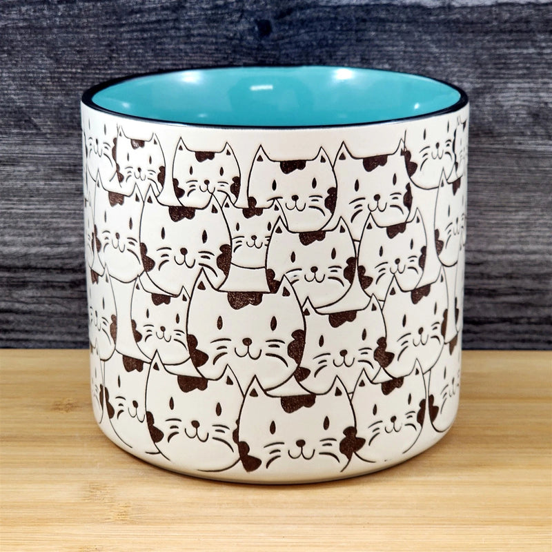 Load image into Gallery viewer, Kitty Cat Planter Herb Succulent Pot Ceramic Utensil Organizer Blue Sky 6.5in
