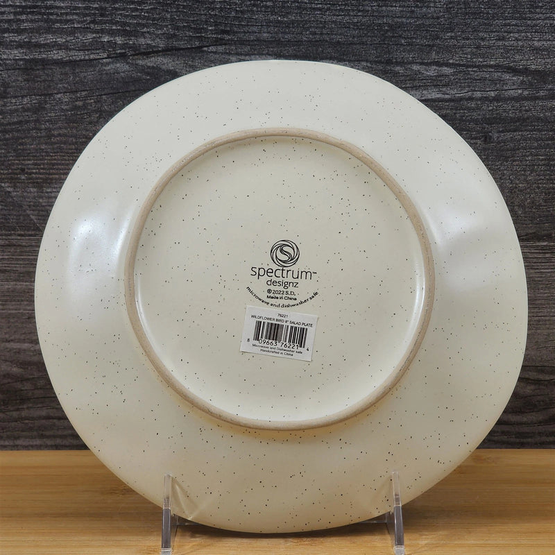 Load image into Gallery viewer, Wildflower Bird Salad Plate 8" Embossed Ceramic Summer Yellow Flowers Blue Sky
