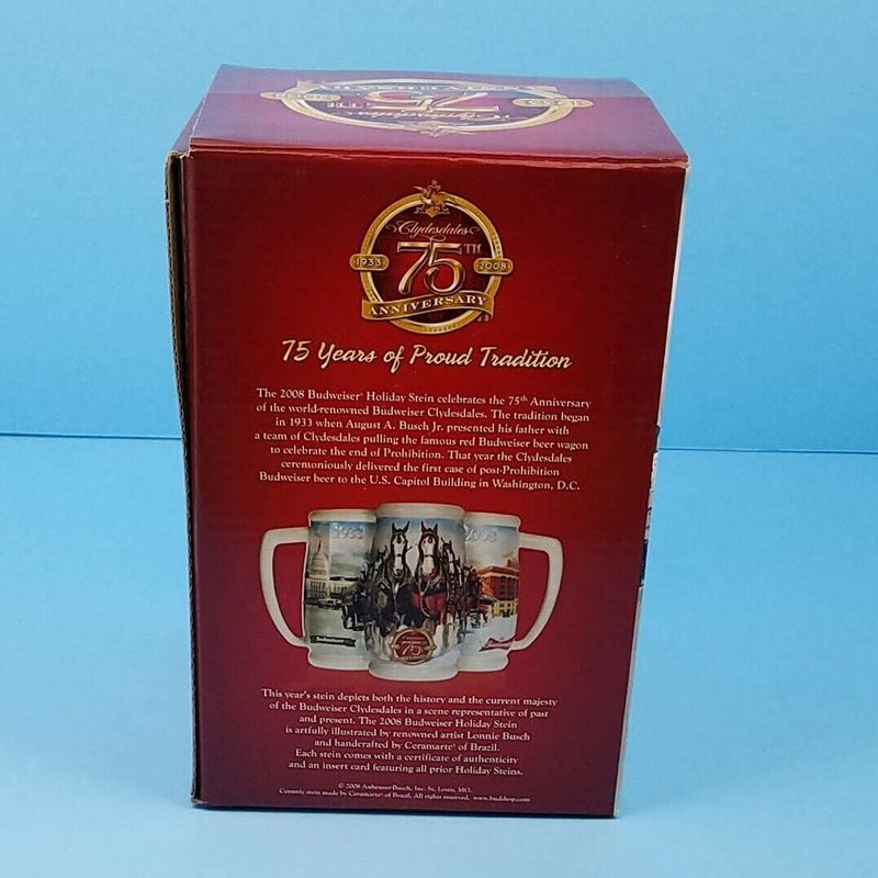 Load image into Gallery viewer, 2009 Christmas Budweiser Stein Mug Gift Box and COA A Holiday Tradition CS699
