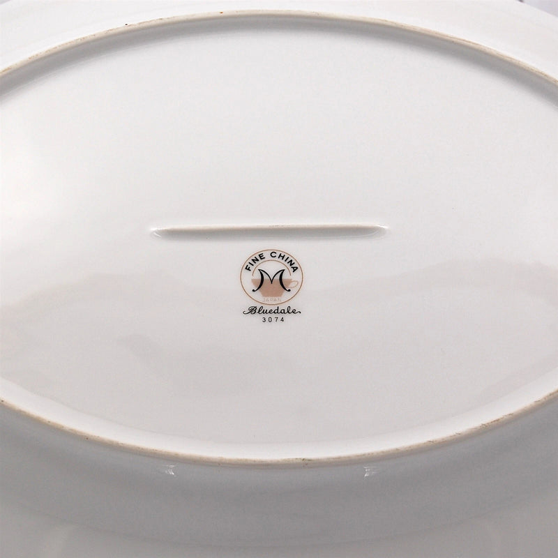 Load image into Gallery viewer, Bluedale Oval Serving Platter 14" Ceramic Blue White Flowers by Fine China Japan

