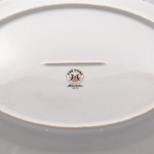Bluedale Oval Serving Platter 14" Ceramic Blue White Flowers by Fine China Japan