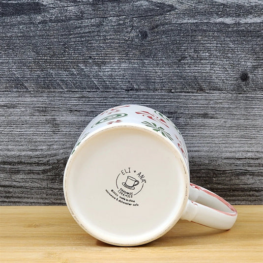 Peppermint Candy Christmas Holiday Coffee Mug Ceramic Cup Red 21oz Blue Sky
