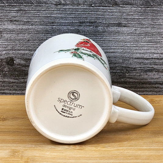 Cardinal Coffee Mug Ceramic Holiday Embossed Christmas Red Cup Blue Sky 16oz