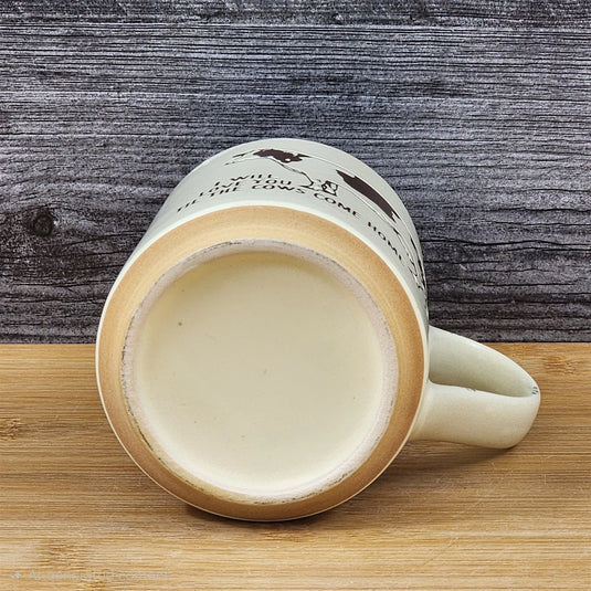 Coffee Mug Cow Inspirational Saying Rustic Farm Ceramic Tea Cup Blue Sky 18oz