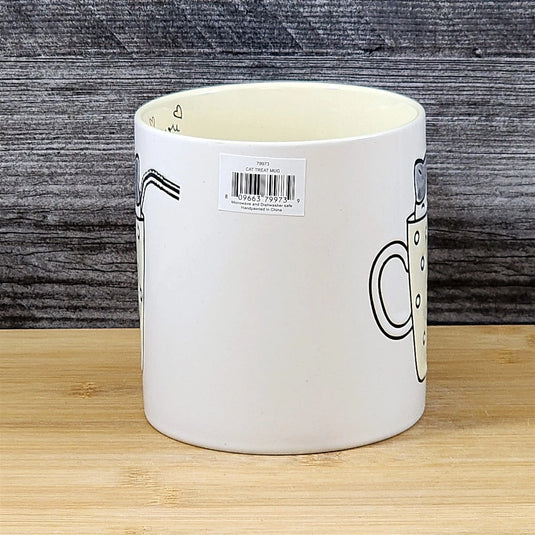 Cat Lover Coffee Mug Embossed Ceramic Tea Cup Large 21oz Blue Sky Yellow Inside