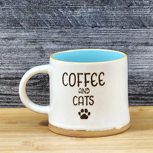 Cats and Coffee Mug Tea Cup Ceramic Embossed by Blue Sky 16oz