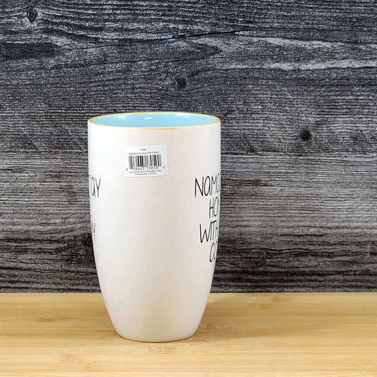 Namast'ay Home With My Cat Coffee Mug Embossed White Ceramic Tea Cup Blue Sky