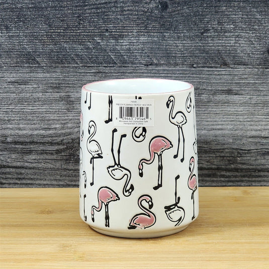 Tropical Flamingo Ceramic Coffee Tea Mug Pink Bird Embossed 18 oz Cup Blue Sky