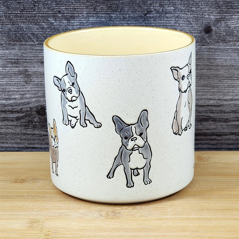 Load image into Gallery viewer, Boston Terrier Dog Planter Ceramic Utensil Organizer Herb Succulent Blue Sky 5in
