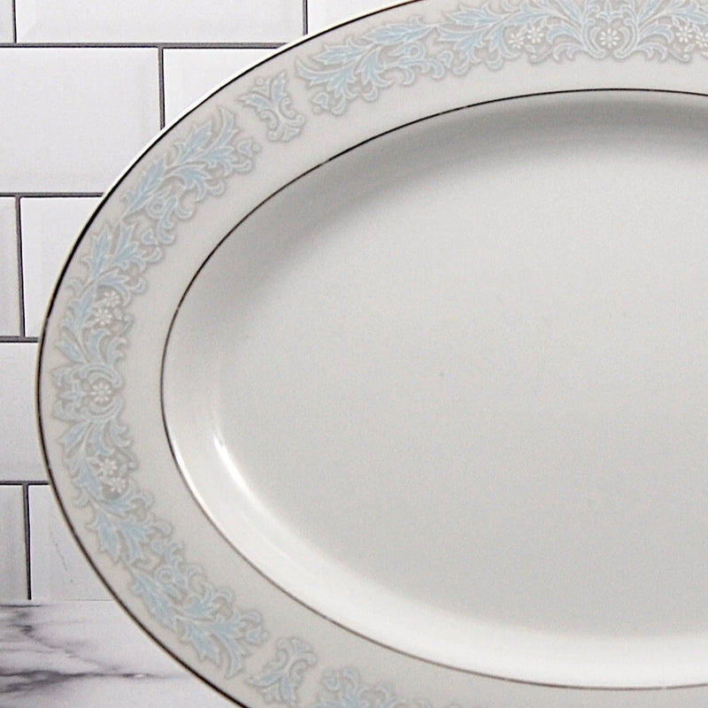 Load image into Gallery viewer, Bluedale Oval Serving Platter 10" Ceramic Blue White Flowers by Fine China Japan
