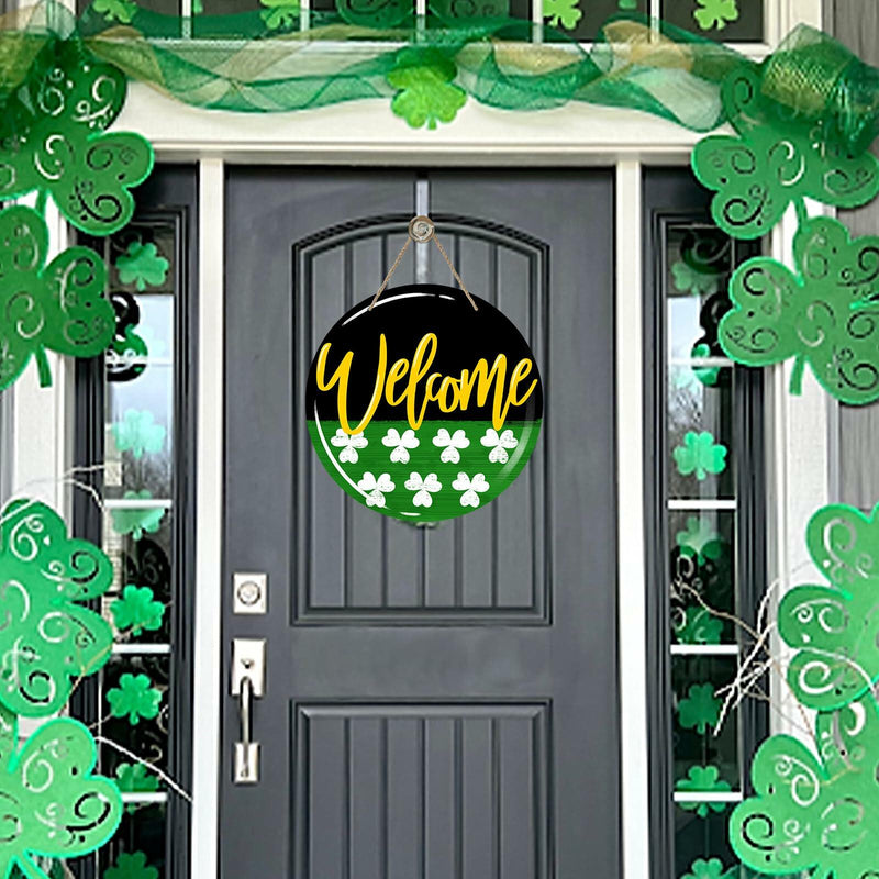 Load image into Gallery viewer, Bolisom St. Patrick's Day Shamrock Wood Door Sign Outdoor Porch Decor
