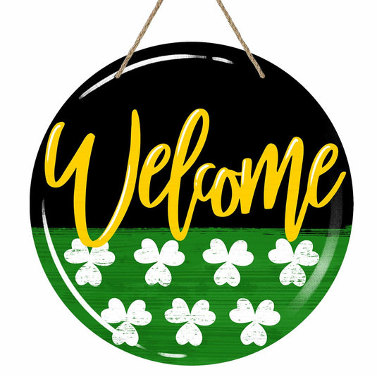Bolisom St. Patrick's Day Shamrock Wood Door Sign Outdoor Porch Decor