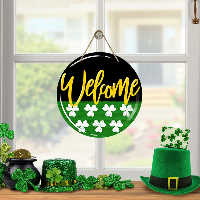 Load image into Gallery viewer, Bolisom St. Patrick's Day Shamrock Wood Door Sign Outdoor Porch Decor
