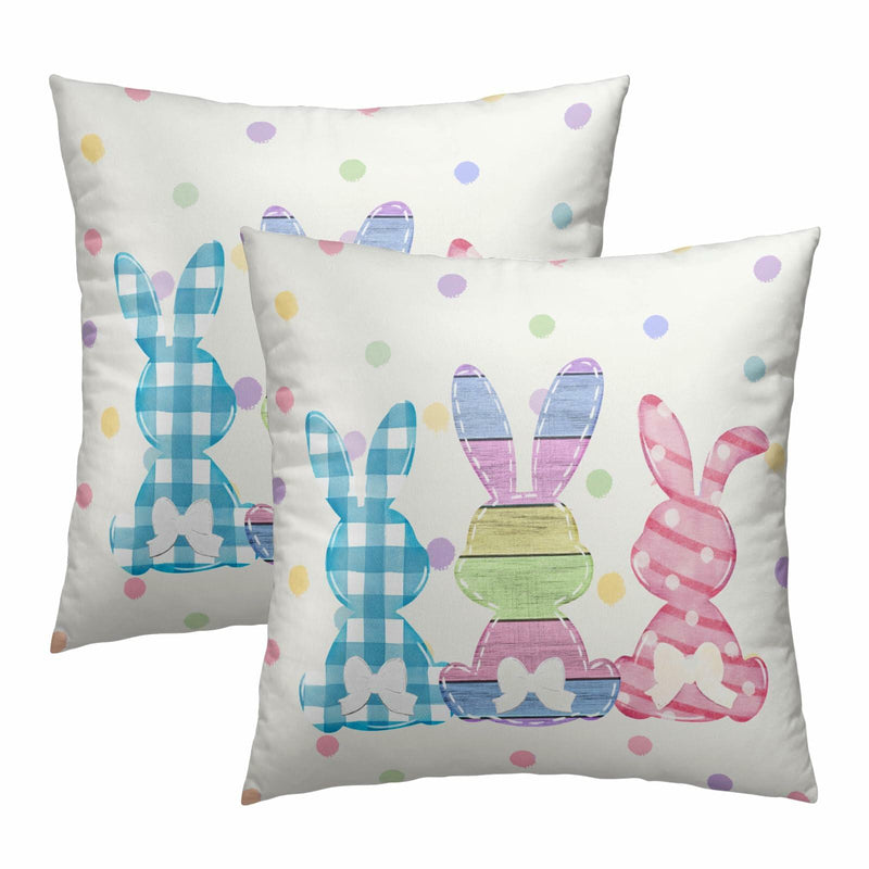 Load image into Gallery viewer, Easter Rabbit Cotton Throw Pillow Covers 18x18 Inch Set of 2 Buffalo Plaid
