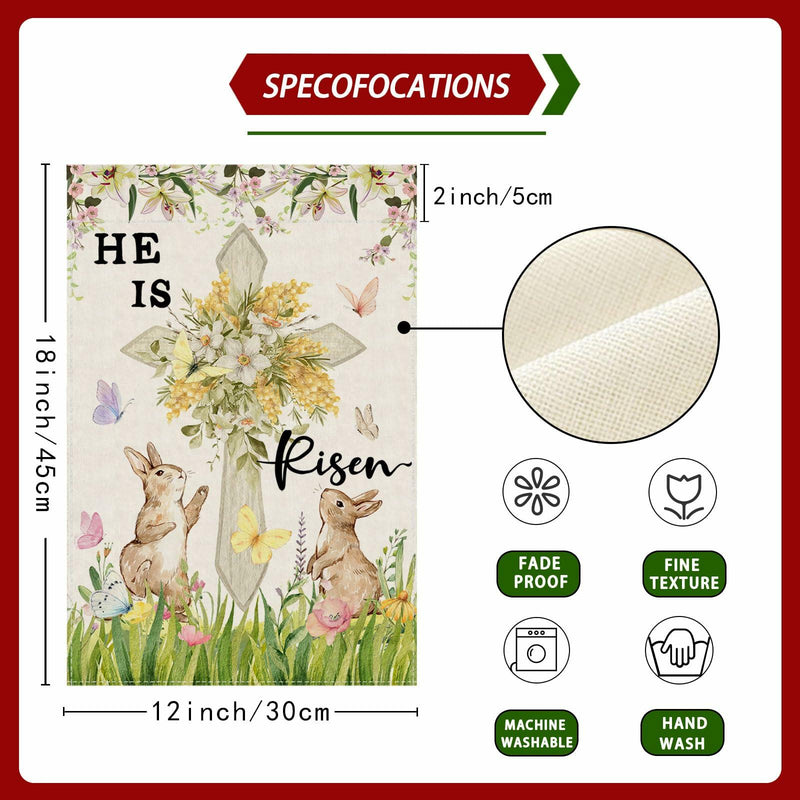 Load image into Gallery viewer, Easter Watercolor Cross Bunny Garden Flag 12x18 Inch Double Sided
