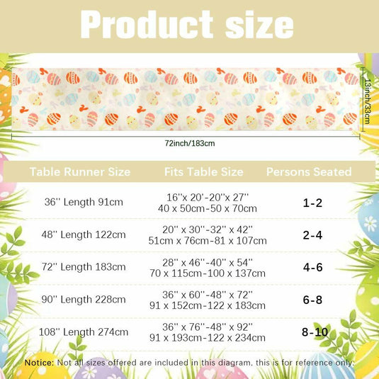Easter Table Runner Colorful Eggs Polyester 13x72 Inch