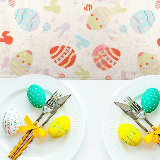 Easter Table Runner Colorful Eggs Polyester 13x72 Inch