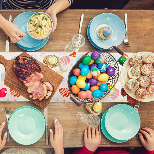 Easter Table Runner Colorful Eggs Polyester 13x72 Inch