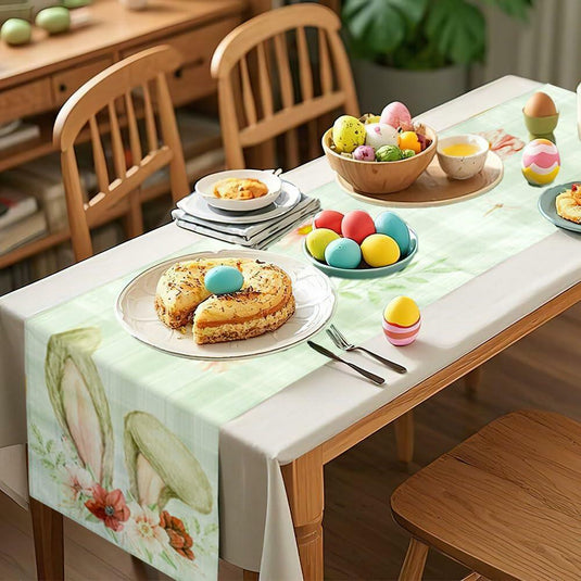 Easter Table Runner Pastel Pink Floral Boho 13x72 Inch