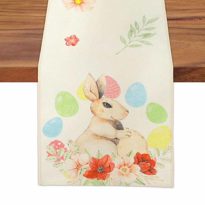 Load image into Gallery viewer, Easter Table Runner 13x72 Inch Pastel Rabbit Eggs Polyester
