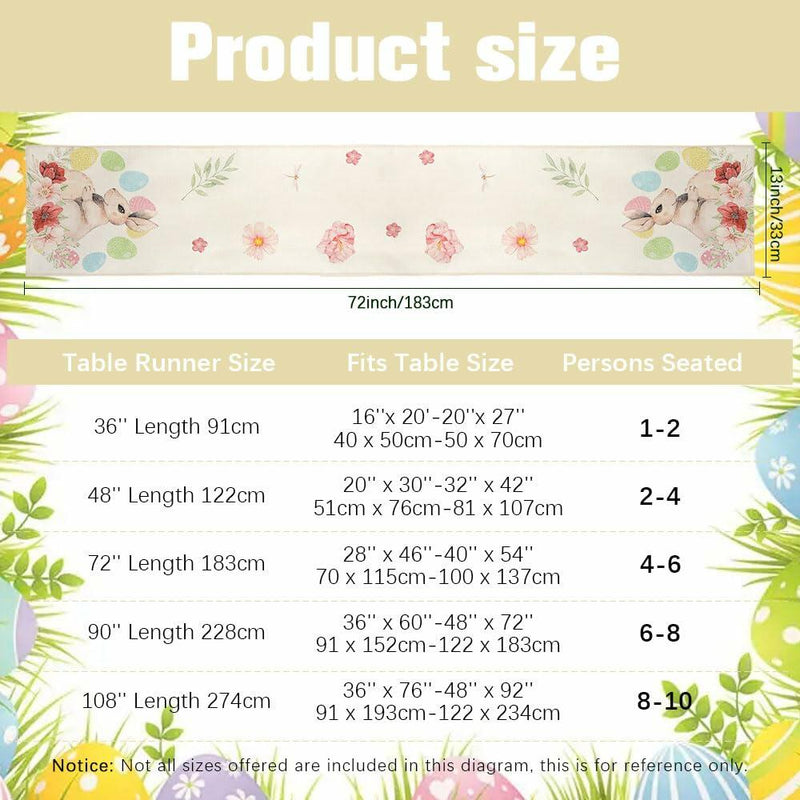 Load image into Gallery viewer, Easter Table Runner 13x72 Inch Pastel Rabbit Eggs Polyester

