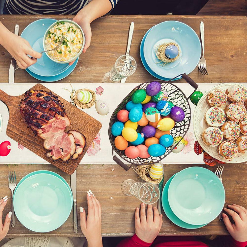 Load image into Gallery viewer, Easter Table Runner 13x72 Inch Pastel Rabbit Eggs Polyester
