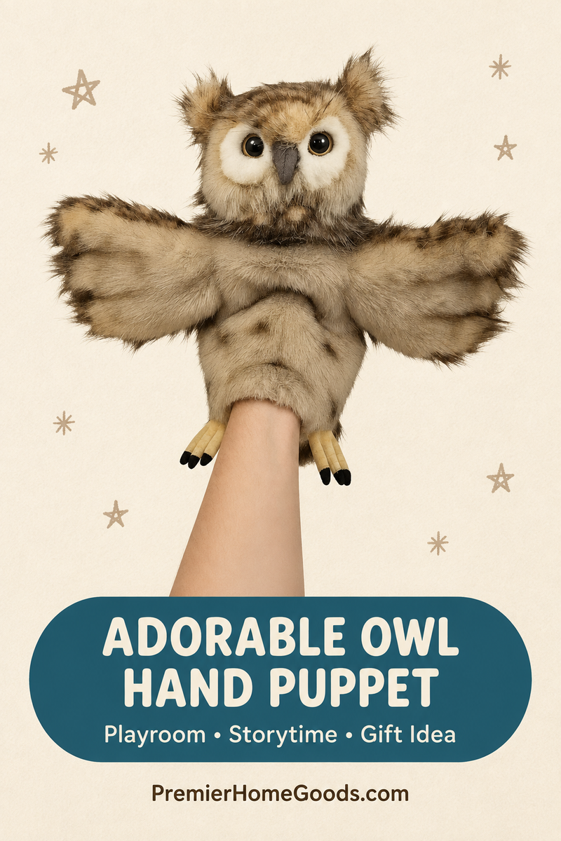 Load image into Gallery viewer, Owl Full Body Hand Puppet doll by Hansa Real Looking Plush Animal Learning Toy
