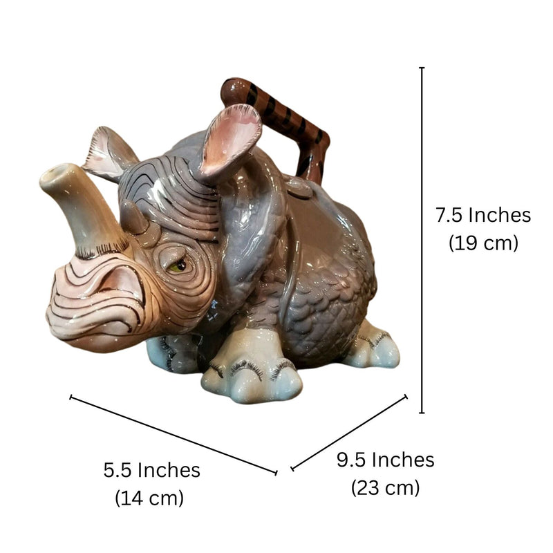 Load image into Gallery viewer, Rhino Teapot Ceramics by Blue Sky Clayworks Design Lynda Corneille Animal Decor
