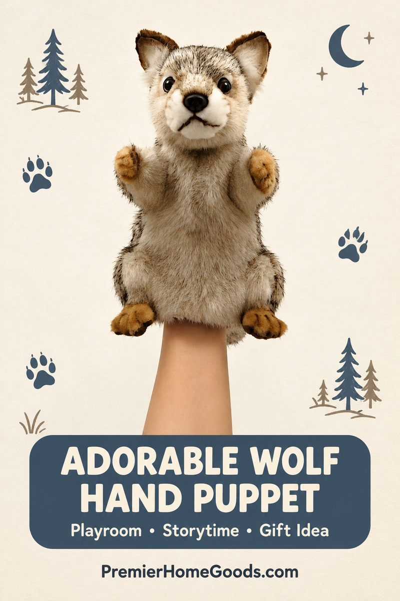 Load image into Gallery viewer, Wolf Hand Puppet Full Body Doll by Hansa Real Looking Plush Animal Learning Toy
