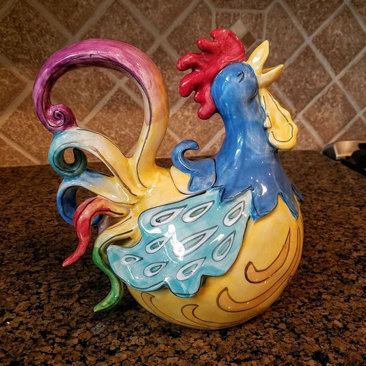 Rooster Teapot Ceramic Gabby Glee Collectable Tea Pot Kitchen Decor by Blue Sky
