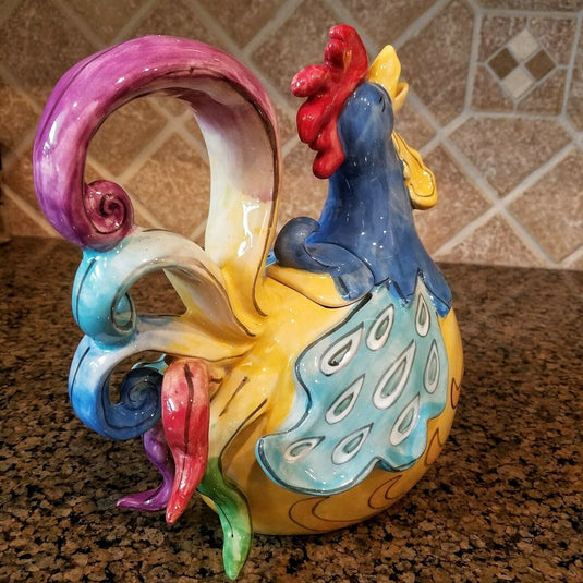 Rooster Teapot Ceramic Gabby Glee Collectable Tea Pot Kitchen Decor by Blue Sky