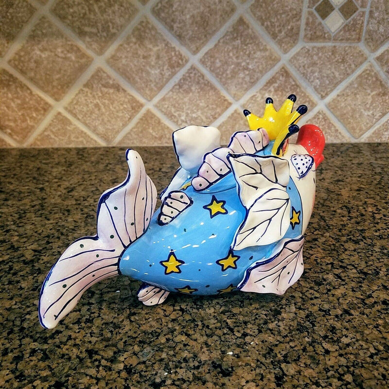 Load image into Gallery viewer, Fairy Cod Mother Teapot Serving Kitchen Ceramics Tea Pot Blue Sky Diane Artware
